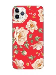 Матовий червоний чохол на iPhone 11 Pro Max (6.5) :: Квіти пастельні (принт 277)
