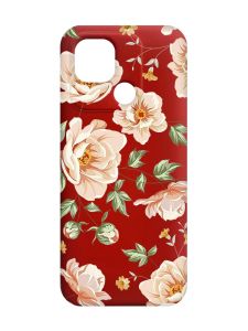 Матовий червоний чохол на Xiaomi Redmi 10C :: Квіти пастельні (принт 277)