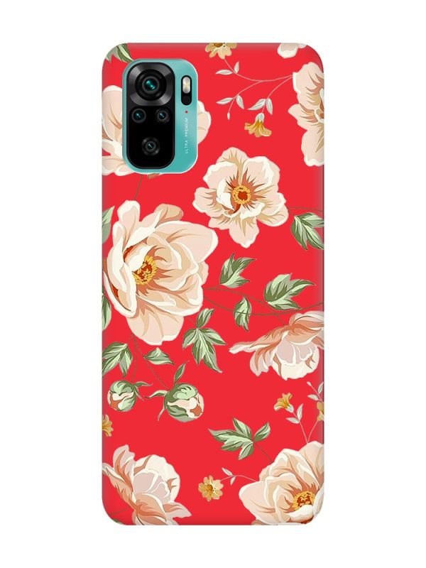 Матовий червоний чохол на Xiaomi Redmi Note 10 / Note 10s :: Квіти пастельні (принт 277)