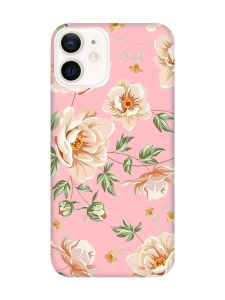 Матовий рожевий чохол на Apple iPhone 12 / 12 Pro (6.1) :: Квіти пастельні (принт 277)