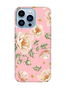 Матовий рожевий чохол на Apple iPhone 13 Pro Max :: Квіти пастельні (принт 277)