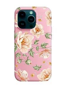 Матовий рожевий чохол на Apple iPhone 14 Pro :: Квіти пастельні (принт 277)