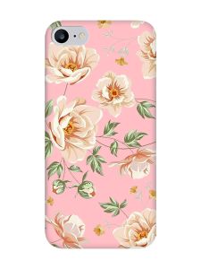 Матовий рожевий чохол на iPhone 7 / 8 :: Квіти пастельні (принт 277)