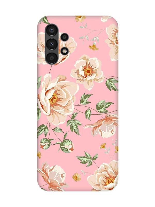 Матовий рожевий чохол на Samsung A13 4G :: Квіти пастельні (принт 277)