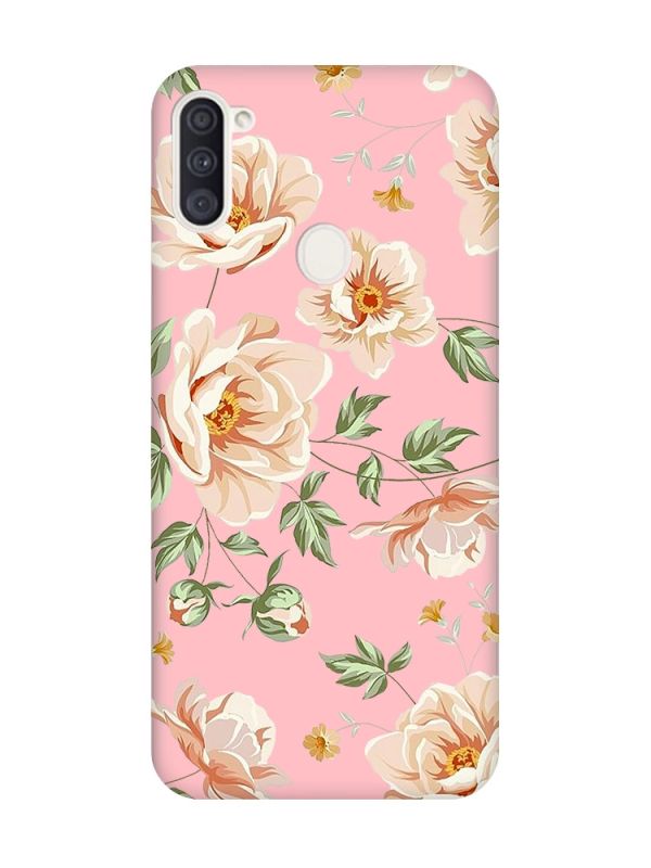 Матовий рожевий чохол на Samsung Galaxy A11 :: Квіти пастельні (принт 277)