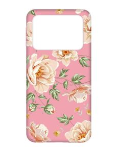 Матовий рожевий чохол на Xiaomi Poco X4 Pro 5G :: Квіти пастельні (принт 277)