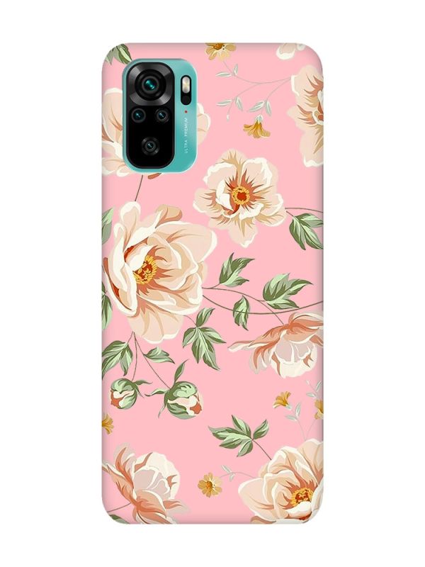 Матовий рожевий чохол на Xiaomi Redmi Note 10 / Note 10s :: Квіти пастельні (принт 277)