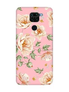 Матовий рожевий чохол на Xiaomi Redmi Note 9 :: Квіти пастельні (принт 277)