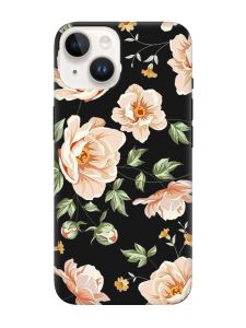 Матовий чорний чохол на Apple iPhone 14 :: Квіти пастельні (принт 277)