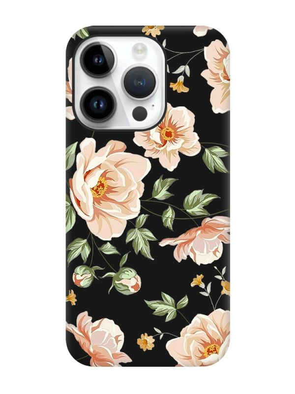Матовий чорний чохол на Apple iPhone 14 Pro :: Квіти пастельні (принт 277)