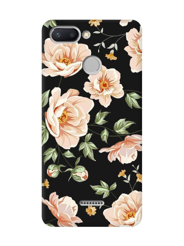 Матовий чорний чохол на Xiaomi Redmi 6 :: Квіти пастельні (принт 277)