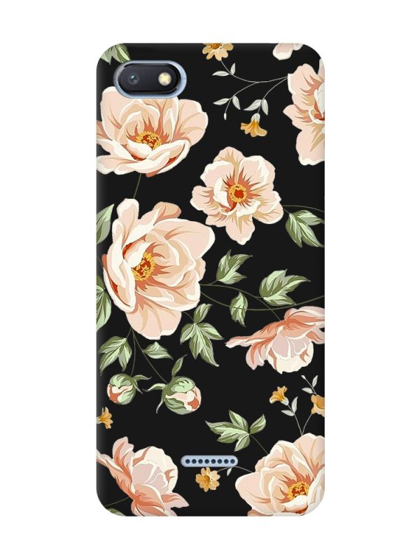 Матовий чорний чохол на Xiaomi Redmi 6A :: Квіти пастельні (принт 277)