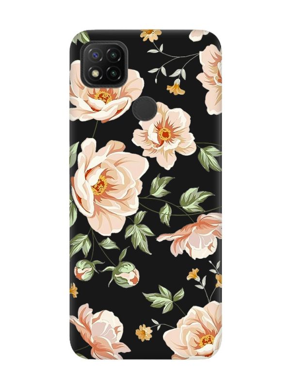 Матовий чорний чохол на Xiaomi Redmi 9C/10A :: Квіти пастельні (принт 277)