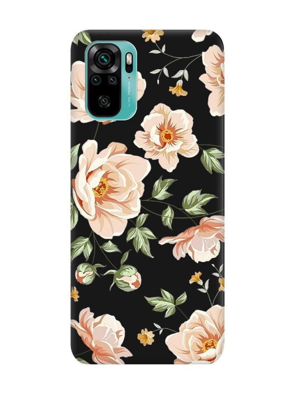 Матовий чорний чохол на Xiaomi Redmi Note 10 / Note 10s :: Квіти пастельні (принт 277)