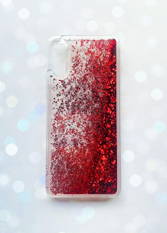 Чохол з плаваючими блискітками Samsung Galaxy A02 / A022 (2021) Червоний
