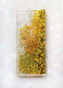 Чохол з плаваючими блискітками Samsung A12 Золотий