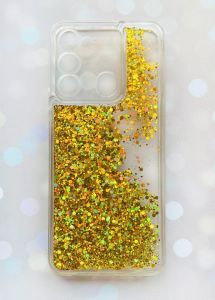 Чохол з плаваючими блискітками на TECNO Spark Go 2022 Золотий