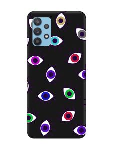 Матовий чорний чохол на Samsung Galaxy A32 :: Різнокольорові очі (принт 336)