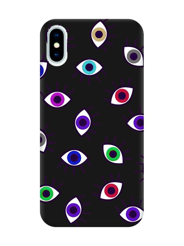 Матовий чорний чохол на iPhone X / Xs :: Різнокольорові очі (принт 336)