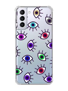 Чохол з потовщеними кутами на Samsung Galaxy S21 Plus :: Різнокольорові очі (принт 336)