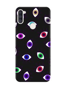 Матовий чорний чохол на Samsung Galaxy A11 :: Різнокольорові очі (принт 336)