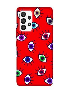 Матовий червоний чохол на Samsung Galaxy A53 4G/5G :: Різнокольорові очі (принт 336)