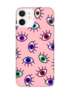 Матовий рожевий чохол на Apple iPhone 12 / 12 Pro (6.1) :: Різнокольорові очі (принт 336)