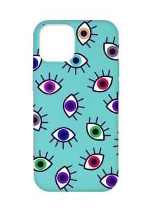 Матовий бірюзовий чохол на Apple iPhone 12 Pro Max :: Різнокольорові очі (принт 336)
