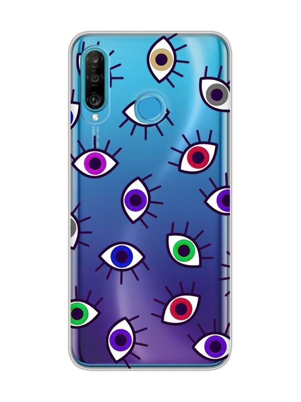 Прозорий чохол на Huawei P30 Lite :: Різнокольорові очі (принт 336)