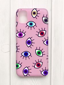 Матовий рожевий чохол на Samsung Galaxy A04E/A042 :: Різнокольорові очі (принт 336)