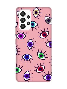 Матовий рожевий чохол на Samsung Galaxy A53 4G/5G :: Різнокольорові очі (принт 336)