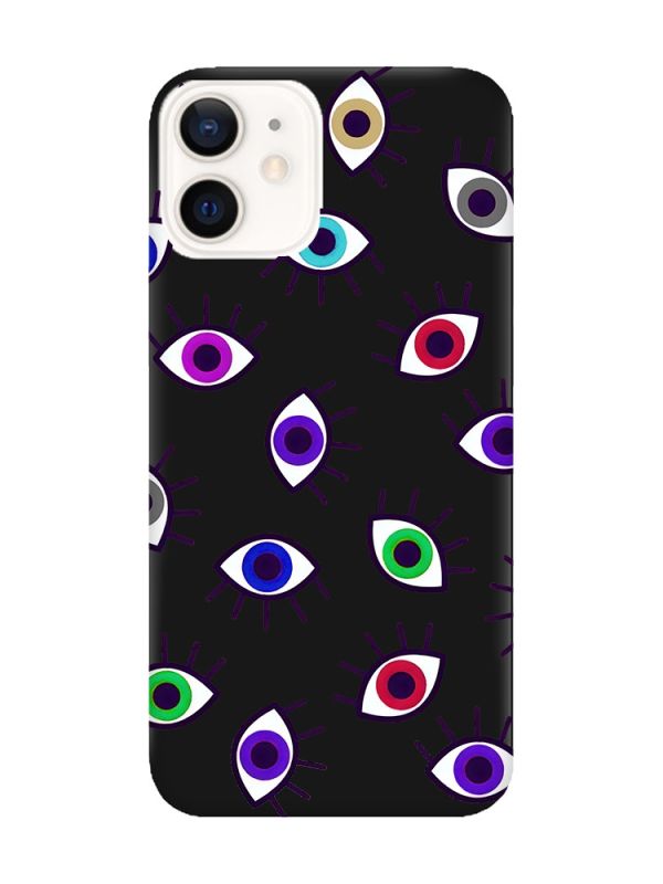 Матовий чорний чохол на Apple iPhone 12 / 12 Pro (6.1) :: Різнокольорові очі (принт 336)