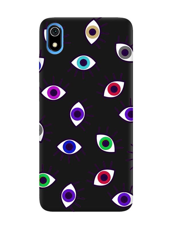 Матовий чорний чохол на Xiaomi Redmi 7A :: Різнокольорові очі (принт 336)
