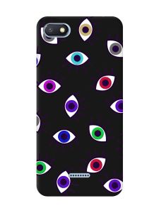 Матовий чорний чохол на Xiaomi Redmi 6A :: Різнокольорові очі (принт 336)