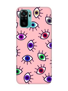 Матовий рожевий чохол на Xiaomi Redmi Note 10 / Note 10s :: Різнокольорові очі (принт 336)