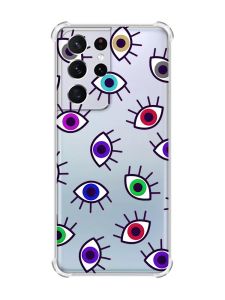 Чохол з потовщеними кутами на Samsung Galaxy S21 Ultra :: Різнокольорові очі (принт 336)