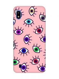 Матовий рожевий чохол на Samsung Galaxy A10 (2019) A105 :: Різнокольорові очі (принт 336)
