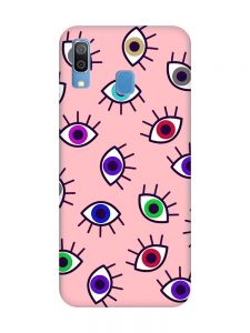 Матовий рожевий чохол на Samsung Galaxy A30 (2019) / A20 (2019) :: Різнокольорові очі (принт 336)