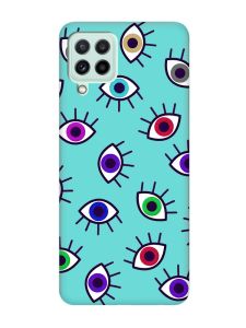 Матовий бірюзовий чохол на Samsung Galaxy M32/M22/A22 4G :: Різнокольорові очі (принт 336)