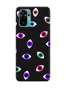Матовий чорний чохол на Xiaomi Redmi Note 10 / Note 10s :: Різнокольорові очі (принт 336)