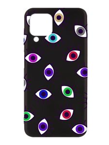 Матовий чорний чохол на Samsung Galaxy A12 :: Різнокольорові очі (принт 336)