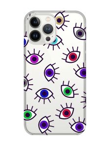 Прозорий чохол із захистом камери на iPhone 14 Pro Max :: Різнокольорові очі (принт 336)