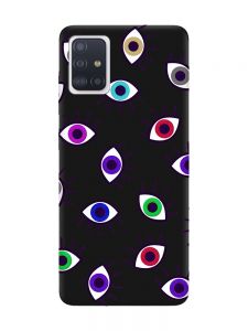 Матовий чорний чохол на Samsung Galaxy A71 / A715 :: Різнокольорові очі (принт 336)