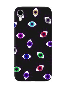Матовий чорний чохол на Apple iPhone XR :: Різнокольорові очі (принт 336)