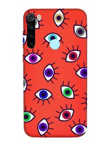 Матовий червоний чохол на Xiaomi Redmi Note 8T :: Різнокольорові очі (принт 336)