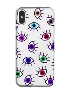 Прозорий чохол на iPhone X / XS :: Різнокольорові очі (принт 336)