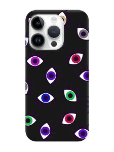 Матовий чорний чохол на Apple iPhone 14 Pro :: Різнокольорові очі (принт 336)
