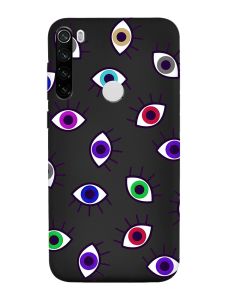 Матовий чорний чохол на Xiaomi Redmi Note 8T :: Різнокольорові очі (принт 336)