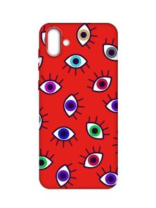 Матовий червоний чохол на Samsung Galaxy A04 :: Різнокольорові очі (принт 336)