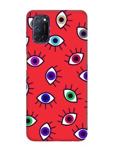 Матовий червоний чохол на Oppo A52/ A72/ A92 :: Різнокольорові очі (принт 336)